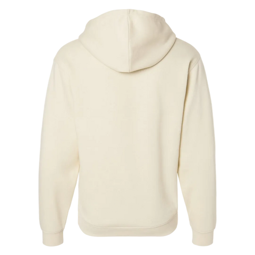 Beige hoodie shown from the back on a white background