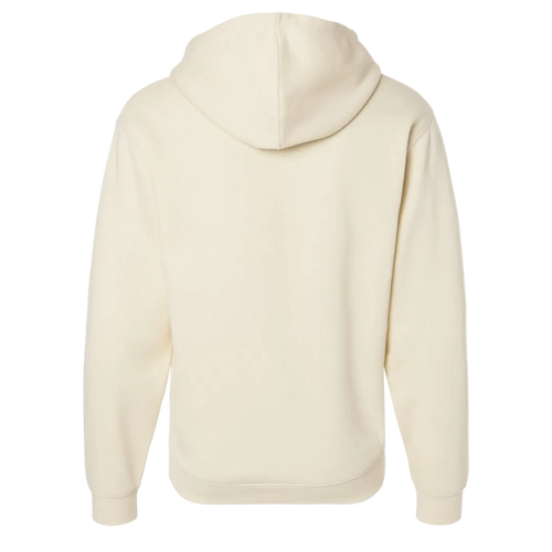 First Light Brighter Days Ahead beige hoodie shown from the back on a white background