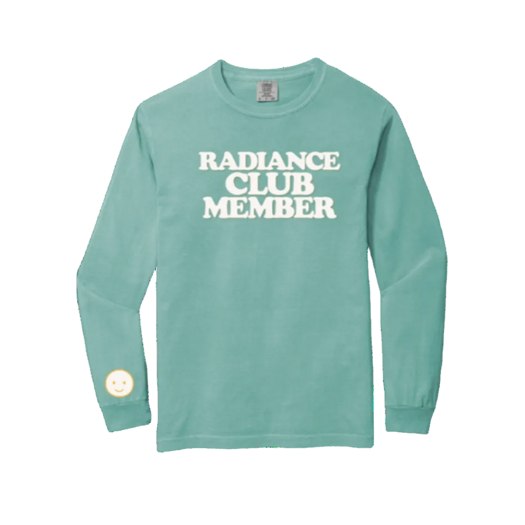 Chill Blue long-sleeve shirt with 'Radiance Club Member' text on a white background