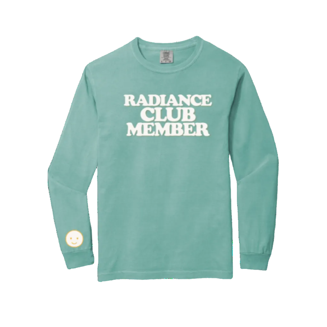 Chill Blue long-sleeve shirt with 'Radiance Club Member' text on a white background